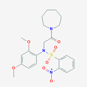 molecular formula C22H27N3O7S B3459626 N-[2-(1-azepanyl)-2-oxoethyl]-N-(2,4-dimethoxyphenyl)-2-nitrobenzenesulfonamide 