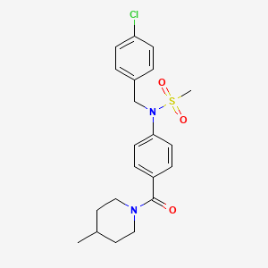 molecular formula C21H25ClN2O3S B3459639 N-(4-chlorobenzyl)-N-{4-[(4-methyl-1-piperidinyl)carbonyl]phenyl}methanesulfonamide 