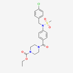 molecular formula C22H26ClN3O5S B3459652 ethyl 4-{4-[(4-chlorobenzyl)(methylsulfonyl)amino]benzoyl}-1-piperazinecarboxylate 