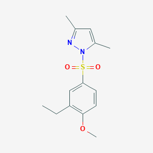 molecular formula C14H18N2O3S B346028 1-[(3-ethyl-4-methoxyphenyl)sulfonyl]-3,5-dimethyl-1H-pyrazole CAS No. 957493-82-2