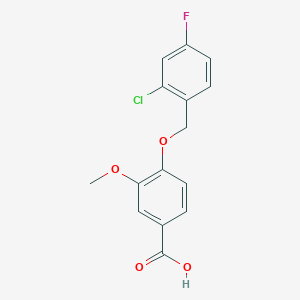 molecular formula C15H12ClFO4 B346112 4-[(2-氯-4-氟苄基)氧基]-3-甲氧基苯甲酸 CAS No. 1041547-92-5