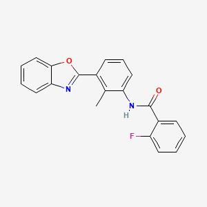 molecular formula C21H15FN2O2 B3461361 N-[3-(1,3-benzoxazol-2-yl)-2-methylphenyl]-2-fluorobenzamide 