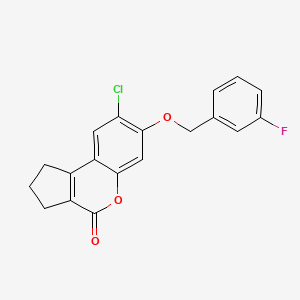 molecular formula C19H14ClFO3 B3461378 8-CHLORO-7-[(3-FLUOROPHENYL)METHOXY]-1H,2H,3H,4H-CYCLOPENTA[C]CHROMEN-4-ONE 