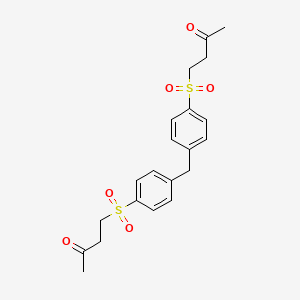 molecular formula C21H24O6S2 B3461565 4-(4-{[4-(3-Oxobutanesulfonyl)phenyl]methyl}benzenesulfonyl)butan-2-one 