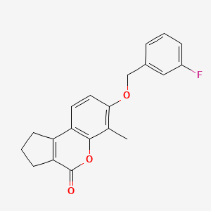 molecular formula C20H17FO3 B3461659 7-[(3-FLUOROPHENYL)METHOXY]-6-METHYL-1H,2H,3H,4H-CYCLOPENTA[C]CHROMEN-4-ONE 