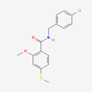 molecular formula C16H16ClNO2S B3461711 N-[(4-CHLOROPHENYL)METHYL]-2-METHOXY-4-(METHYLSULFANYL)BENZAMIDE 