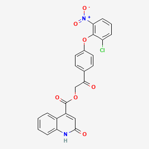 molecular formula C24H15ClN2O7 B3461879 2-[4-(2-chloro-6-nitrophenoxy)phenyl]-2-oxoethyl 2-hydroxy-4-quinolinecarboxylate 