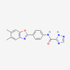 molecular formula C18H15N5O2 B3462023 N-[4-(5,6-dimethyl-1,3-benzoxazol-2-yl)phenyl]-1H-1,2,4-triazole-3-carboxamide 