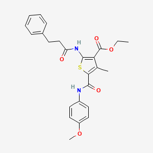 molecular formula C25H26N2O5S B3462173 Ethyl 5-[(4-methoxyphenyl)carbamoyl]-4-methyl-2-(3-phenylpropanamido)thiophene-3-carboxylate 