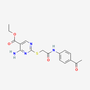 molecular formula C17H18N4O4S B3462323 ETHYL 2-({[(4-ACETYLPHENYL)CARBAMOYL]METHYL}SULFANYL)-4-AMINOPYRIMIDINE-5-CARBOXYLATE 