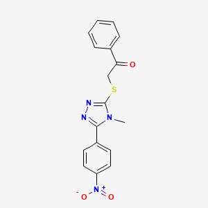 molecular formula C17H14N4O3S B3462330 2-{[4-methyl-5-(4-nitrophenyl)-4H-1,2,4-triazol-3-yl]thio}-1-phenylethanone 