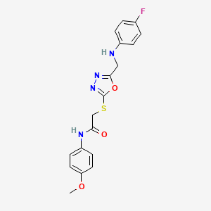 molecular formula C18H17FN4O3S B3462334 2-[[5-[(4-fluoroanilino)methyl]-1,3,4-oxadiazol-2-yl]sulfanyl]-N-(4-methoxyphenyl)acetamide 