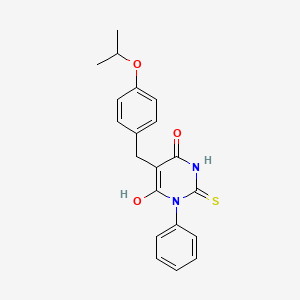 molecular formula C20H20N2O3S B3462463 6-hydroxy-5-(4-isopropoxybenzyl)-2-mercapto-3-phenyl-4(3H)-pyrimidinone 