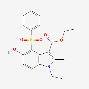 molecular formula C20H21NO5S B3462474 Ethyl 4-(benzenesulfonyl)-1-ethyl-5-hydroxy-2-methylindole-3-carboxylate 