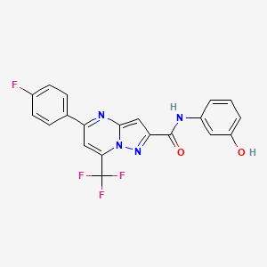 molecular formula C20H12F4N4O2 B3462497 5-(4-fluorophenyl)-N-(3-hydroxyphenyl)-7-(trifluoromethyl)pyrazolo[1,5-a]pyrimidine-2-carboxamide 