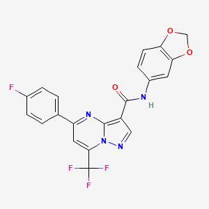 molecular formula C21H12F4N4O3 B3462519 N-1,3-benzodioxol-5-yl-5-(4-fluorophenyl)-7-(trifluoromethyl)pyrazolo[1,5-a]pyrimidine-3-carboxamide 