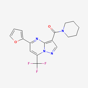 molecular formula C17H15F3N4O2 B3462533 5-(2-furyl)-3-(1-piperidinylcarbonyl)-7-(trifluoromethyl)pyrazolo[1,5-a]pyrimidine 