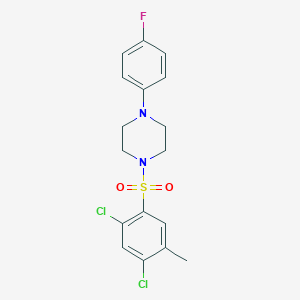 molecular formula C17H17Cl2FN2O2S B346255 1-[(2,4-Dichloro-5-methylphenyl)sulfonyl]-4-(4-fluorophenyl)piperazine CAS No. 309291-09-6