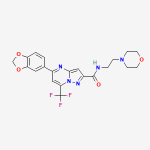 molecular formula C21H20F3N5O4 B3462553 5-(1,3-benzodioxol-5-yl)-N-[2-(4-morpholinyl)ethyl]-7-(trifluoromethyl)pyrazolo[1,5-a]pyrimidine-2-carboxamide 