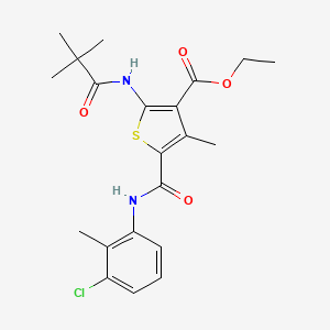 molecular formula C21H25ClN2O4S B3462607 ETHYL 5-[(3-CHLORO-2-METHYLPHENYL)CARBAMOYL]-2-(2,2-DIMETHYLPROPANAMIDO)-4-METHYLTHIOPHENE-3-CARBOXYLATE 