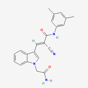 molecular formula C22H20N4O2 B3462654 3-[1-(2-amino-2-oxoethyl)-1H-indol-3-yl]-2-cyano-N-(3,5-dimethylphenyl)acrylamide 