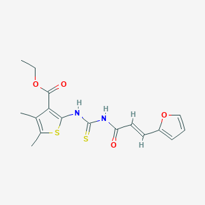 molecular formula C17H18N2O4S2 B3462670 ethyl 2-({[(2E)-3-(furan-2-yl)prop-2-enoyl]carbamothioyl}amino)-4,5-dimethylthiophene-3-carboxylate 