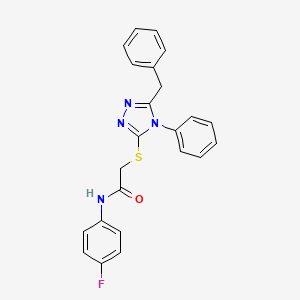 2-[(5-benzyl-4-phenyl-4H-1,2,4-triazol-3-yl)thio]-N-(4-fluorophenyl)acetamide