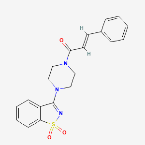 molecular formula C20H19N3O3S B3462686 3-(4-cinnamoyl-1-piperazinyl)-1,2-benzisothiazole 1,1-dioxide 