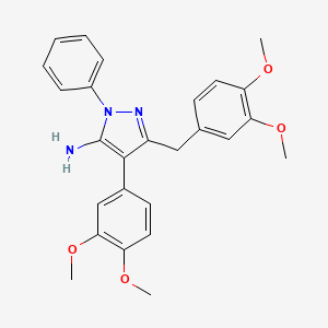 molecular formula C26H27N3O4 B3462689 4-(3,4-Dimethoxyphenyl)-5-[(3,4-dimethoxyphenyl)methyl]-2-phenylpyrazol-3-amine 