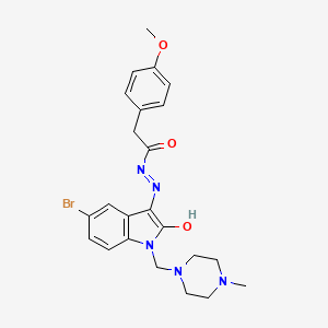 molecular formula C23H26BrN5O3 B3462716 N'-{5-bromo-1-[(4-methyl-1-piperazinyl)methyl]-2-oxo-1,2-dihydro-3H-indol-3-ylidene}-2-(4-methoxyphenyl)acetohydrazide 