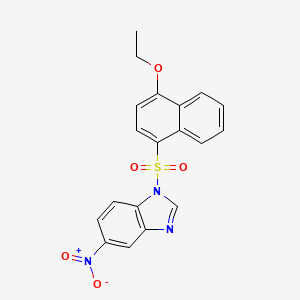 molecular formula C19H15N3O5S B3462723 1-[(4-ethoxy-1-naphthyl)sulfonyl]-5-nitro-1H-benzimidazole 