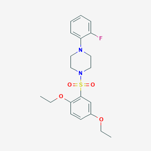 molecular formula C20H25FN2O4S B346273 1-[(2,5-Diethoxyphenyl)sulfonyl]-4-(2-fluorophenyl)piperazine CAS No. 496016-06-9
