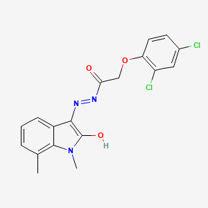 molecular formula C18H15Cl2N3O3 B3462750 2-(2,4-dichlorophenoxy)-N'-(1,7-dimethyl-2-oxo-1,2-dihydro-3H-indol-3-ylidene)acetohydrazide 