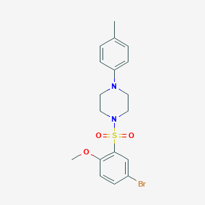 molecular formula C18H21BrN2O3S B346277 4-Bromo-2-{[4-(4-methylphenyl)-1-piperazinyl]sulfonyl}phenyl methyl ether 