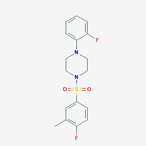 molecular formula C17H18F2N2O2S B346289 1-[(4-Fluoro-3-methylphenyl)sulfonyl]-4-(2-fluorophenyl)piperazine CAS No. 691388-21-3