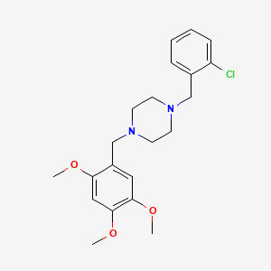 molecular formula C21H27ClN2O3 B3462901 1-[(2-Chlorophenyl)methyl]-4-[(2,4,5-trimethoxyphenyl)methyl]piperazine CAS No. 5865-83-8