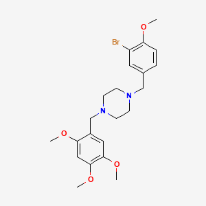 molecular formula C22H29BrN2O4 B3462904 1-[(3-bromo-4-methoxyphenyl)methyl]-4-[(2,4,5-trimethoxyphenyl)methyl]piperazine 