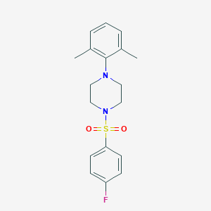 molecular formula C18H21FN2O2S B346294 1-(2,6-Dimethylphenyl)-4-[(4-fluorophenyl)sulfonyl]piperazine CAS No. 682346-77-6