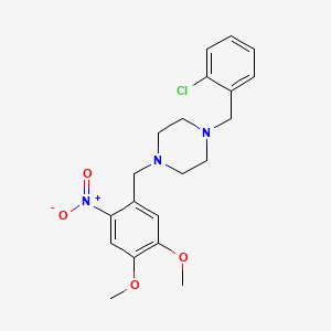 molecular formula C20H24ClN3O4 B3462992 1-[(2-chlorophenyl)methyl]-4-[(4,5-dimethoxy-2-nitrophenyl)methyl]piperazine 