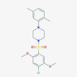 molecular formula C20H25ClN2O4S B346300 1-[(4-Chloro-2,5-dimethoxyphenyl)sulfonyl]-4-(2,5-dimethylphenyl)piperazine CAS No. 633280-48-5