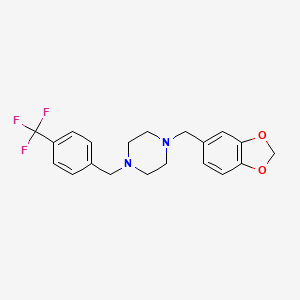 molecular formula C20H21F3N2O2 B3463047 1-(1,3-benzodioxol-5-ylmethyl)-4-[4-(trifluoromethyl)benzyl]piperazine 