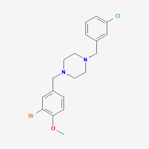 molecular formula C19H22BrClN2O B3463051 1-[(3-bromo-4-methoxyphenyl)methyl]-4-[(3-chlorophenyl)methyl]piperazine 