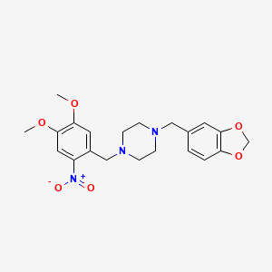 molecular formula C21H25N3O6 B3463054 1-[(2H-1,3-BENZODIOXOL-5-YL)METHYL]-4-[(4,5-DIMETHOXY-2-NITROPHENYL)METHYL]PIPERAZINE 