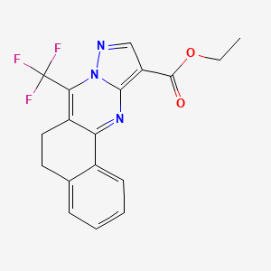 molecular formula C18H14F3N3O2 B3463060 ethyl 7-(trifluoromethyl)-5,6-dihydrobenzo[h]pyrazolo[5,1-b]quinazoline-11-carboxylate 