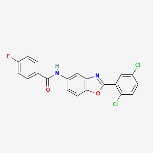 molecular formula C20H11Cl2FN2O2 B3463076 N-[2-(2,5-dichlorophenyl)-1,3-benzoxazol-5-yl]-4-fluorobenzamide 