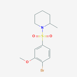 molecular formula C13H18BrNO3S B346310 2-Bromo-5-[(2-methyl-1-piperidinyl)sulfonyl]phenyl methyl ether 
