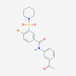 molecular formula C20H21BrN2O4S B3463101 N-(3-acetylphenyl)-4-bromo-3-piperidin-1-ylsulfonylbenzamide 