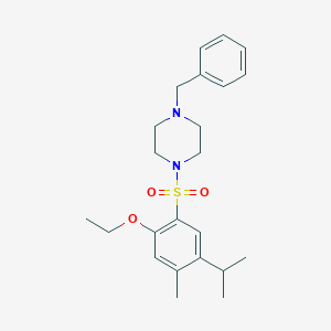 molecular formula C23H32N2O3S B346311 1-Benzyl-4-(2-ethoxy-4-methyl-5-propan-2-ylphenyl)sulfonylpiperazine CAS No. 881476-80-8