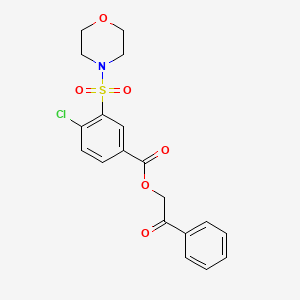 molecular formula C19H18ClNO6S B3463123 Phenacyl 4-chloro-3-morpholin-4-ylsulfonylbenzoate 