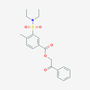 molecular formula C20H23NO5S B3463136 2-oxo-2-phenylethyl 3-[(diethylamino)sulfonyl]-4-methylbenzoate CAS No. 313685-66-4